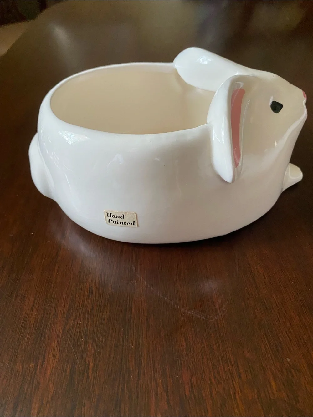 Ceramic Pink & White Bunny Planter - Home Accents